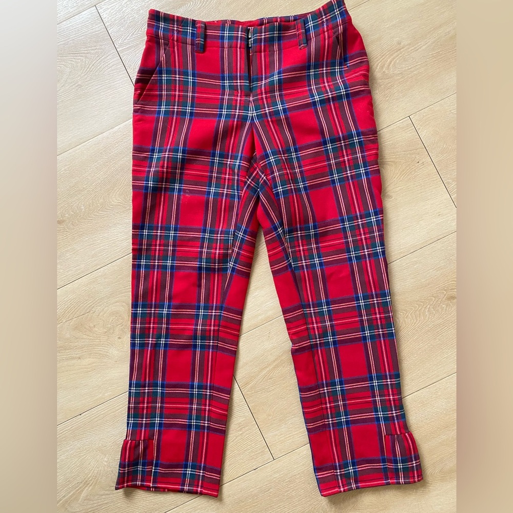 Vineyard Vines Jolly Plaid Red Cocktail Pant Size 0